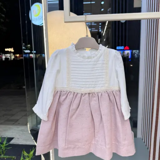 Fustan roze lino menge gjata