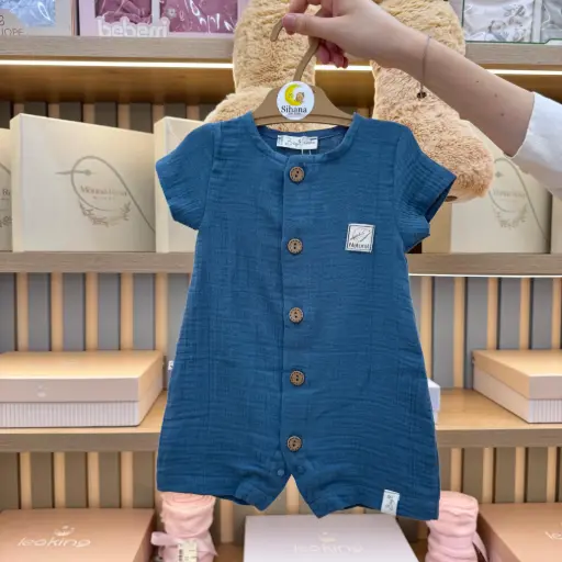 Romper lino blu