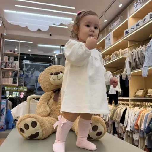 Fustan i bardhe me teksture